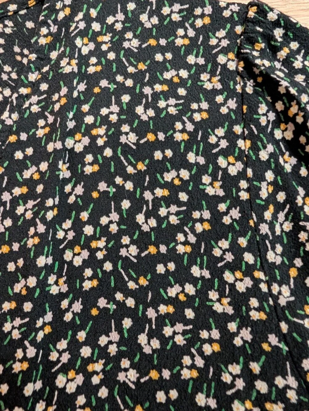 Madewell Black Floral Puff Sleeve Peplum Top Size M